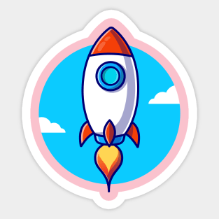 Rocket Launching Cartoon Sticker